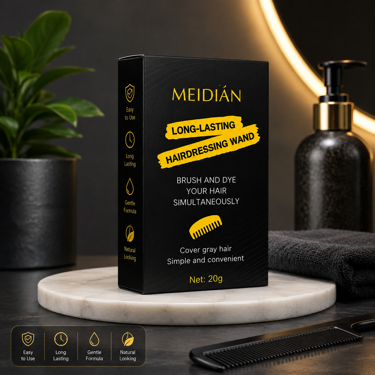 MEIDIAN Long-Lasting Hairdressing Wand – Hair Color & Gray Coverage Brush