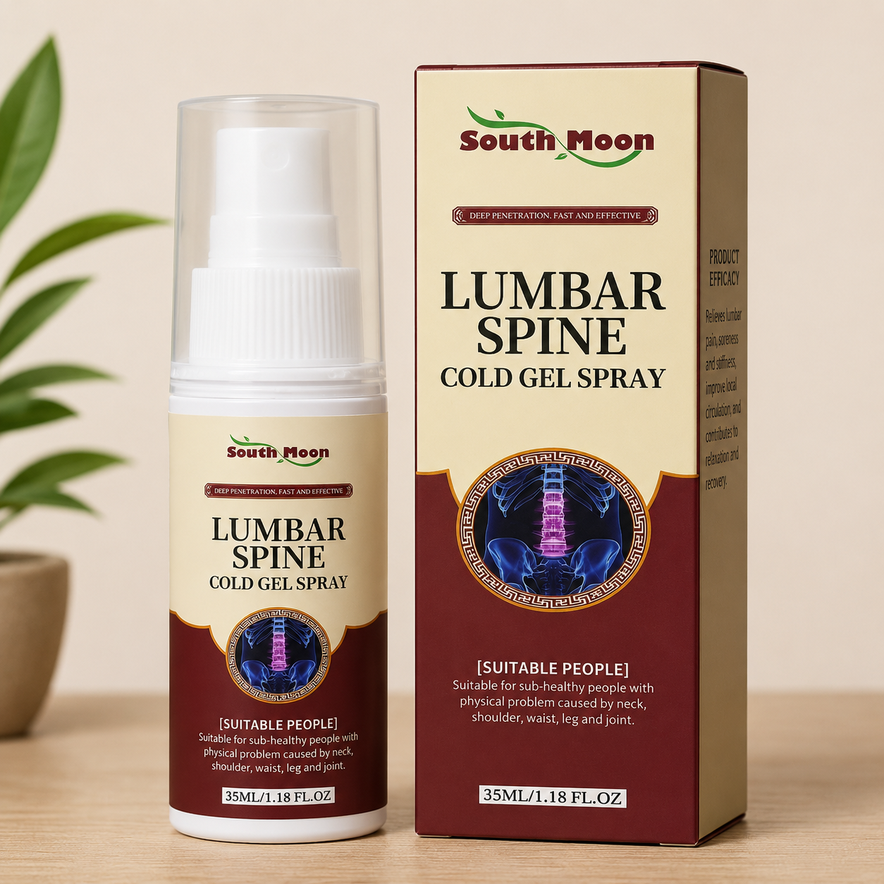South Moon Lumbar Spine Cold Gel Spray – Cooling Topical Body Care Spray, 35ml
