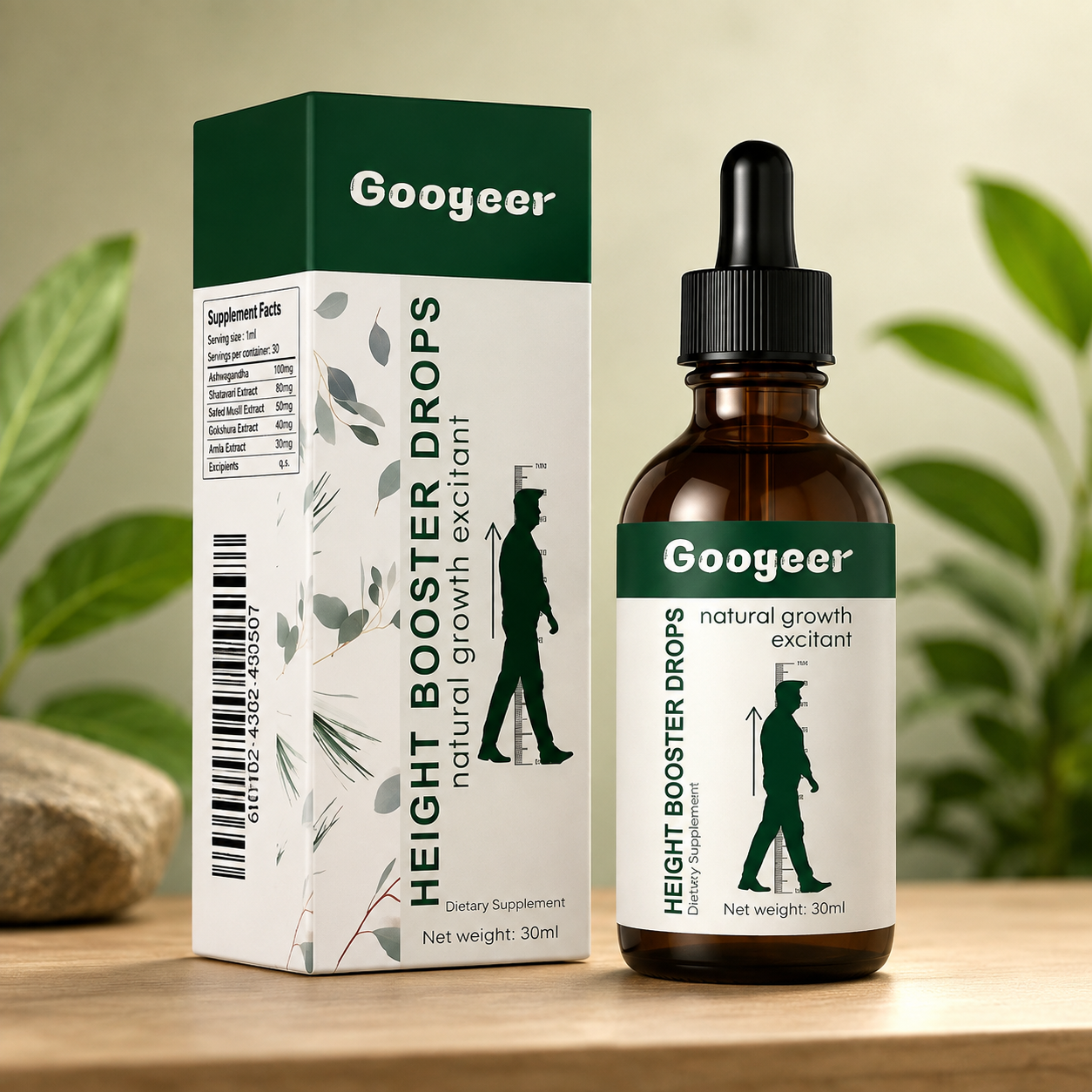 Gooyeer Height Booster Drops – Natural Growth Excitant Dietary Supplement, 30ml