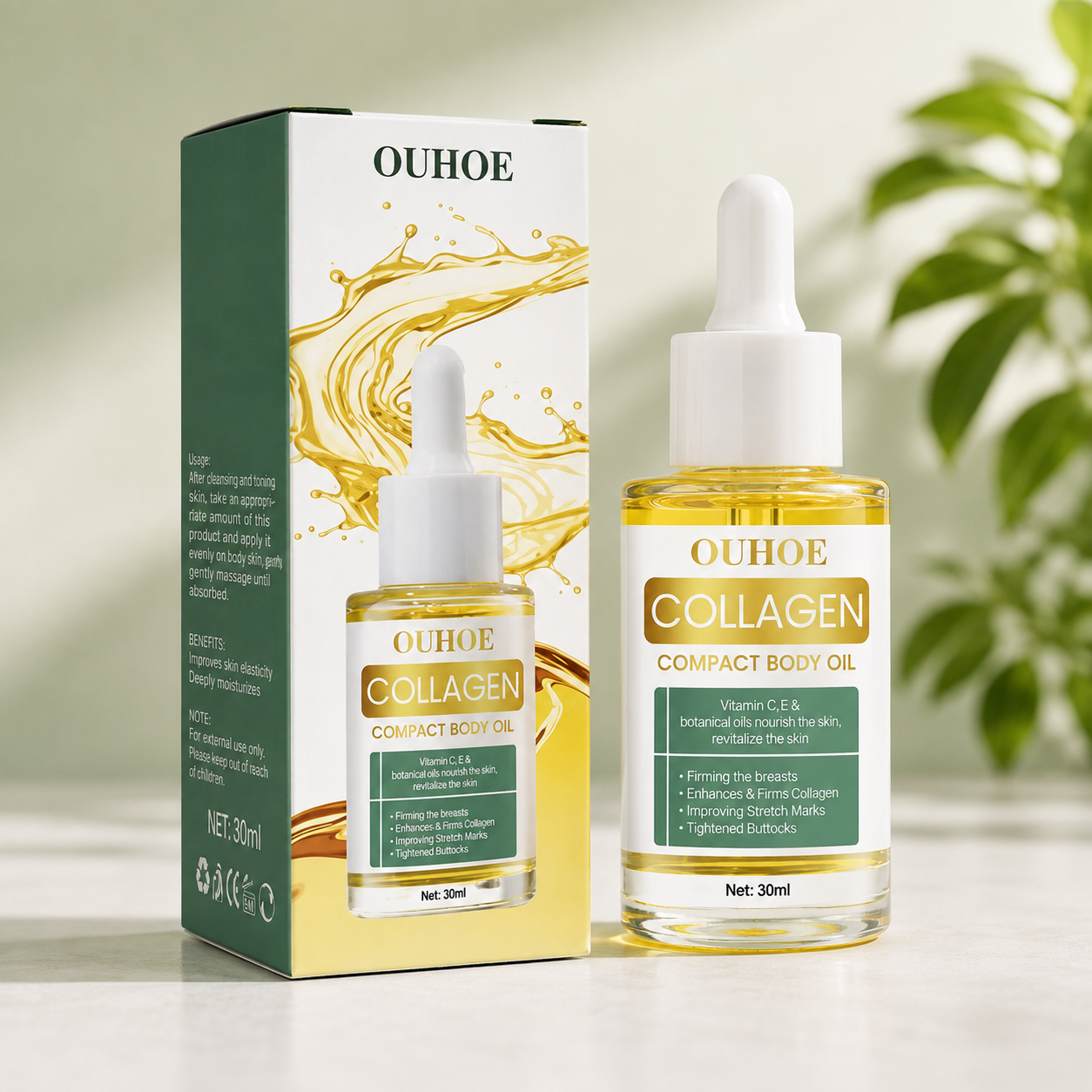 OUHOE Collagen Compact Body Oil – Vitamin C & E Nourishing Skin Oil, 30ml