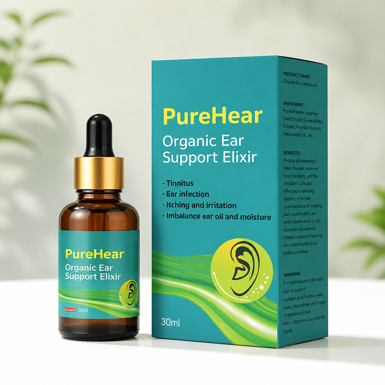 PureHear Organic Ear Support Elixir – Natural Ear Care Drops 30ml